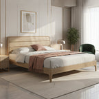 Premium Ash Wood Recessed Bed Frame - Home-Friendly Solid Support & Sleek Look Bed For Bedroom Lumendat
