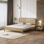 Premium Ash Wood Recessed Bed Frame - Home-Friendly Solid Support & Sleek Look Bed For Bedroom Lumendat