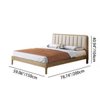 French Romantic Aesthetic Recessed Bed Frame - Genuine Leather Upholstered & Ash Wood Bed For Bedroom Lumendat