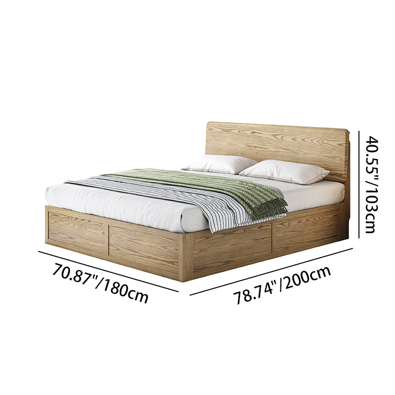Versatile Minimalist Storage Bed Frame - All-Wood Lift-Top Design Bed For Bedroom Lumendat