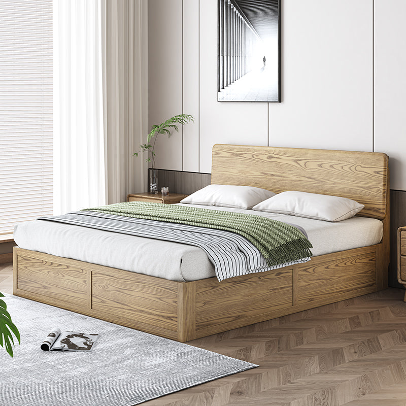 Versatile Minimalist Storage Bed Frame - All-Wood Lift-Top Design Bed For Bedroom Lumendat