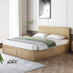 Versatile Minimalist Storage Bed Frame - All-Wood Lift-Top Design Bed For Bedroom Lumendat