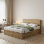 Versatile Minimalist Storage Bed Frame - All-Wood Lift-Top Design Bed For Bedroom Lumendat