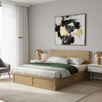 Versatile Minimalist Storage Bed Frame - All-Wood Lift-Top Design Bed For Bedroom Lumendat