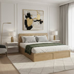 Versatile Minimalist Storage Bed Frame - All-Wood Lift-Top Design Bed For Bedroom Lumendat