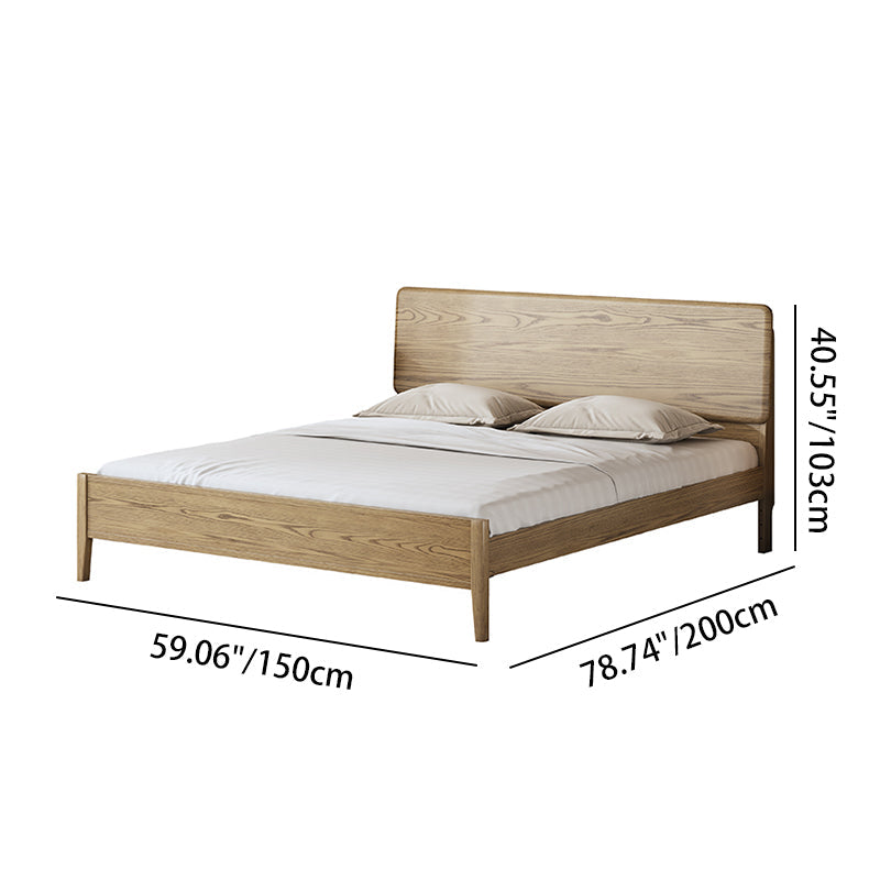 Traditional Rustic Flush-Edge Bed Frame - Full Ash Wood Frame & Pine Slats Adjustable Height Bed For Bedroom Lumendat