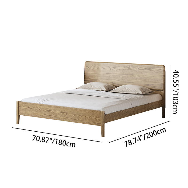 Traditional Rustic Flush-Edge Bed Frame - Full Ash Wood Frame & Pine Slats Adjustable Height Bed For Bedroom Lumendat