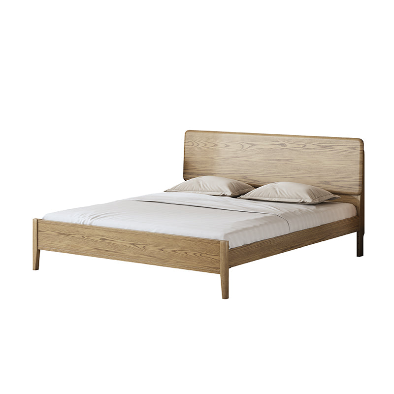 Traditional Rustic Flush-Edge Bed Frame - Full Ash Wood Frame & Pine Slats Adjustable Height Bed For Bedroom Lumendat