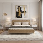 Traditional Rustic Flush-Edge Bed Frame - Full Ash Wood Frame & Pine Slats Adjustable Height Bed For Bedroom Lumendat