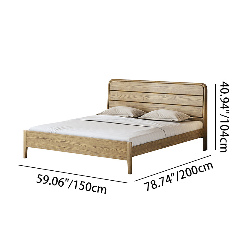 Consistent Texture Bed Frame - Flush Edge & Adjustable Height Ash Wood Bed For Bedroom Lumendat