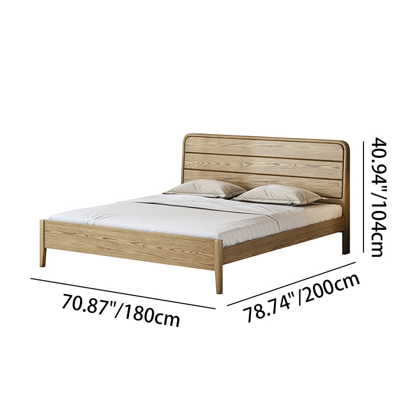 Consistent Texture Bed Frame - Flush Edge & Adjustable Height Ash Wood Bed For Bedroom Lumendat