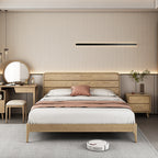 Consistent Texture Bed Frame - Flush Edge & Adjustable Height Ash Wood Bed For Bedroom Lumendat