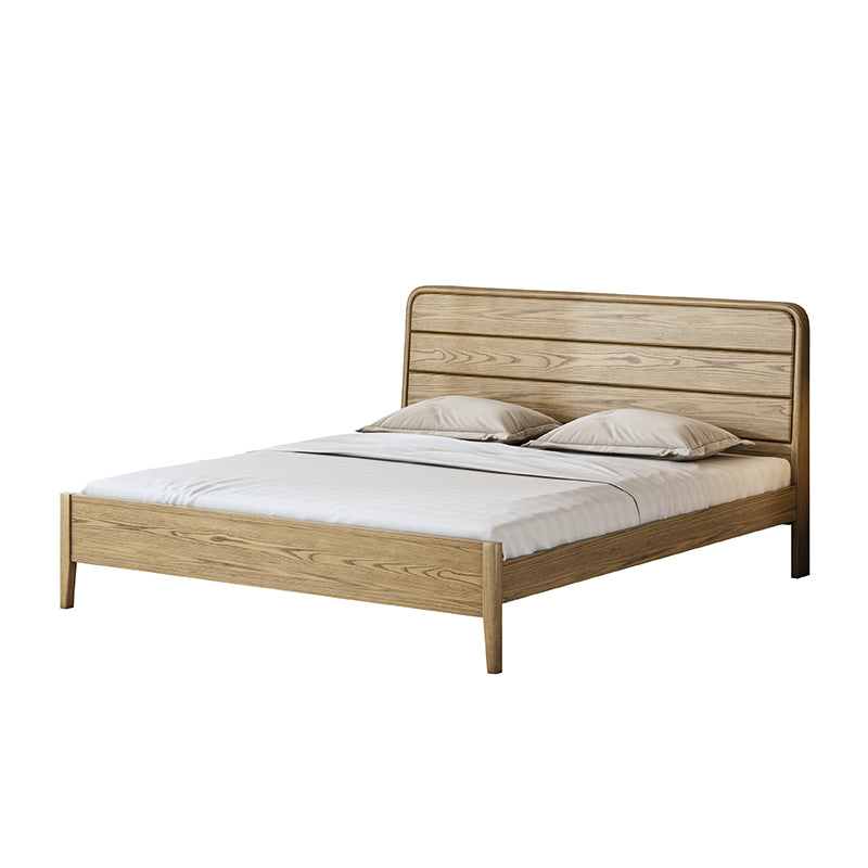 Consistent Texture Bed Frame - Flush Edge & Adjustable Height Ash Wood Bed For Bedroom Lumendat