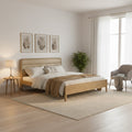 Consistent Texture Bed Frame - Flush Edge & Adjustable Height Ash Wood Bed For Bedroom Lumendat