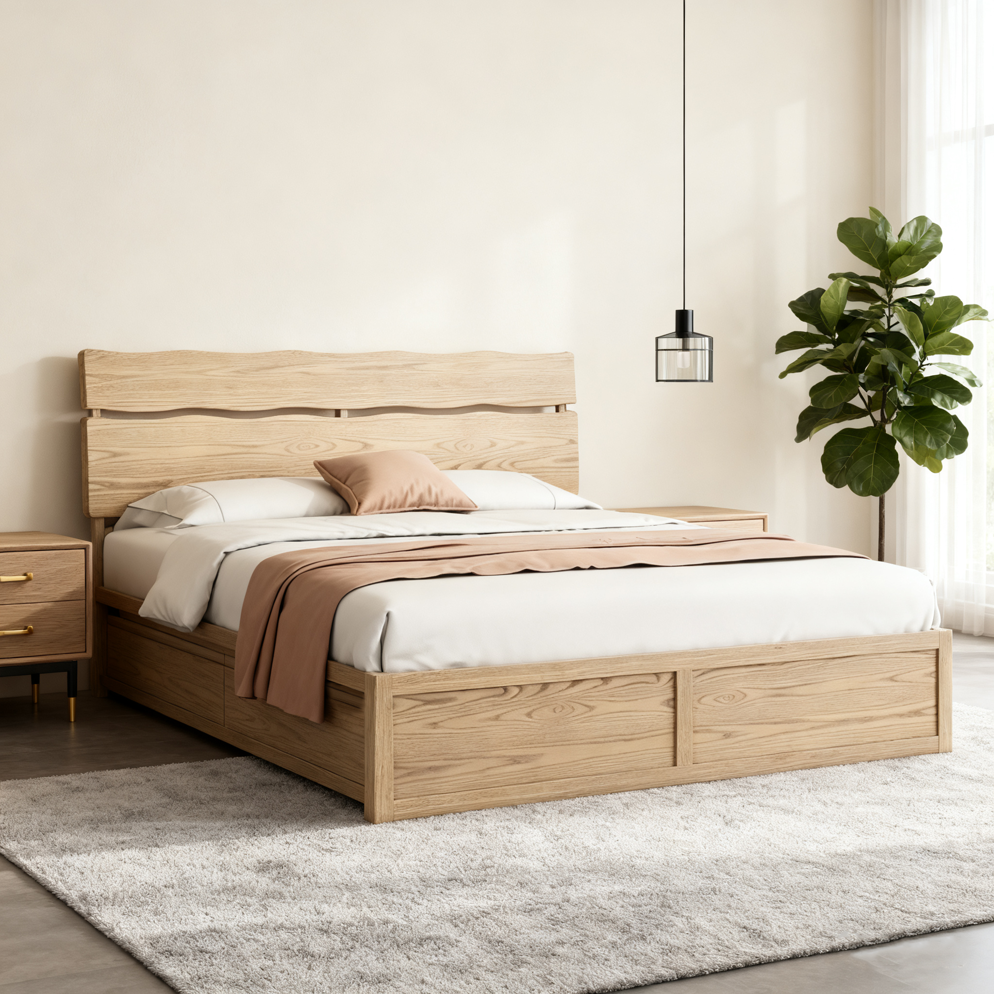 Modern Minimalist Bed Frame - Storage Box & Durable Material Blend Bed For Bedroom Lumendat