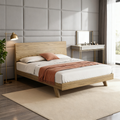 Minimalist Flush-Edge Design Bed Frame - Full Ash Wood Frame Bed For Bedroom Lumendat