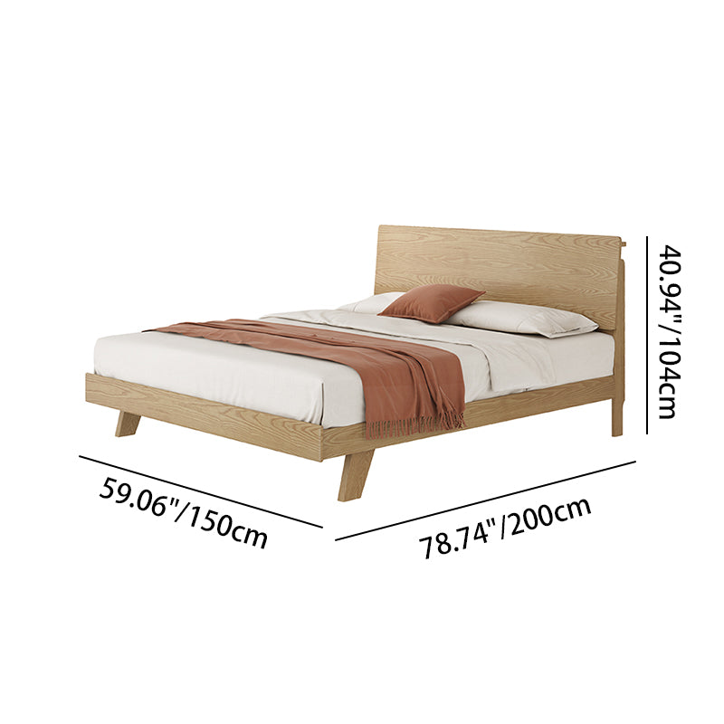 Minimalist Flush-Edge Design Bed Frame - Full Ash Wood Frame Bed For Bedroom Lumendat
