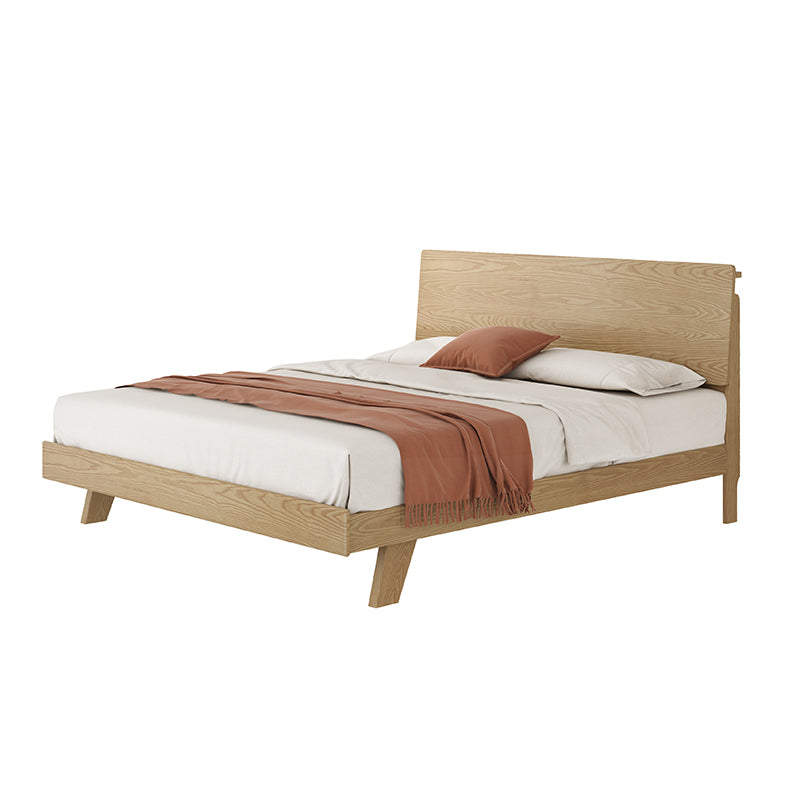 Minimalist Flush-Edge Design Bed Frame - Full Ash Wood Frame Bed For Bedroom Lumendat