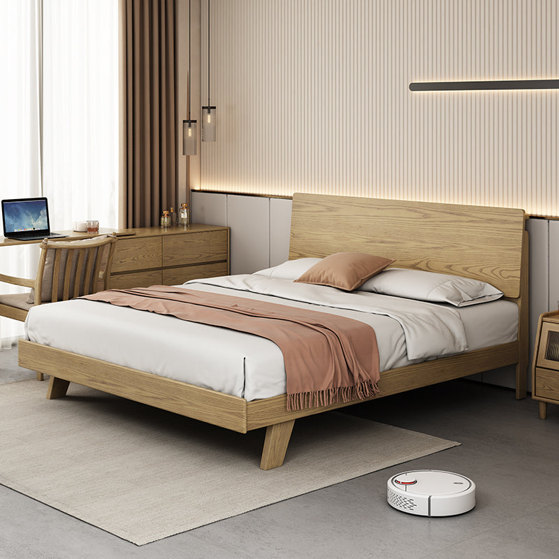 Minimalist Flush-Edge Design Bed Frame - Full Ash Wood Frame Bed For Bedroom Lumendat