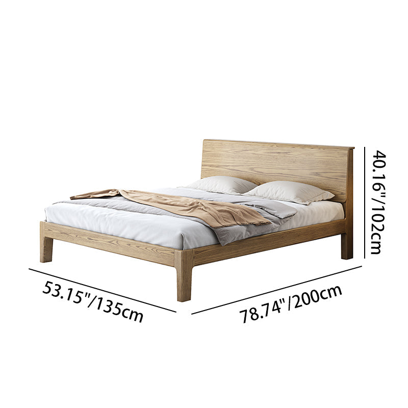 Traditional Rustic Style Bed Frame - Flush-Edge Design Sturdy Full Ash Wood Frame Bed For Bedroom Lumendat