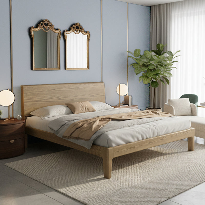 Traditional Rustic Style Bed Frame - Flush-Edge Design Sturdy Full Ash Wood Frame Bed For Bedroom Lumendat