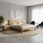 Traditional Rustic Style Bed Frame - Flush-Edge Design Sturdy Full Ash Wood Frame Bed For Bedroom Lumendat