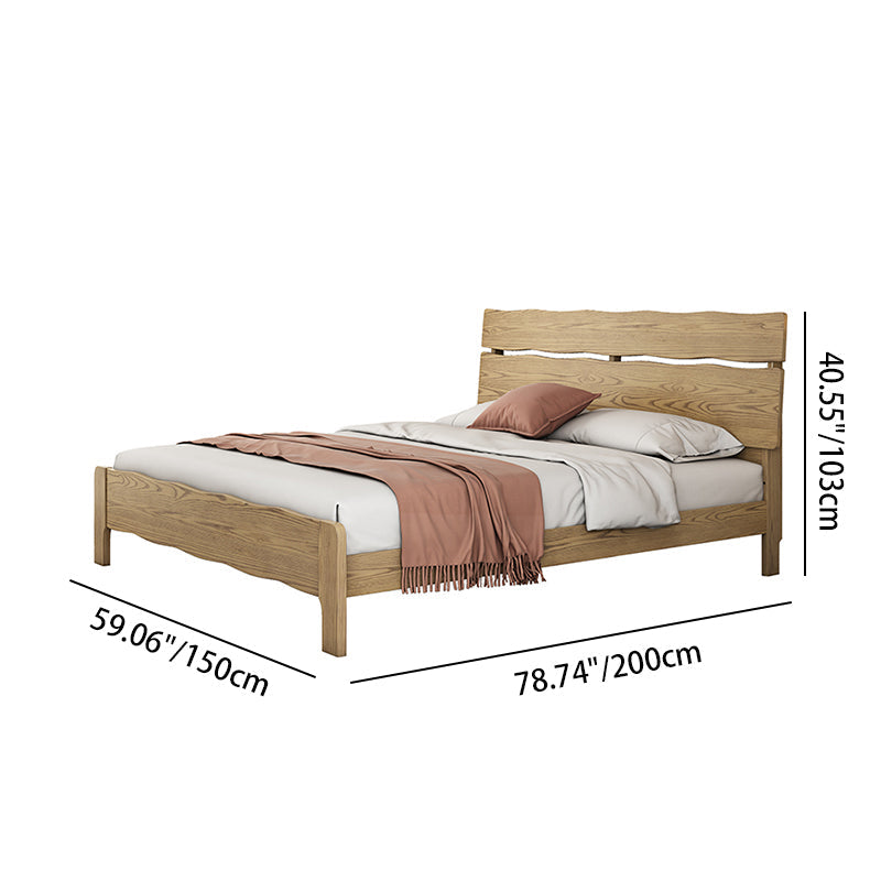 Contemporary Coastal Bed Frame - Multi-Height Adjustment & Sturdy Ash Wood Bed For Bedroom Lumendat