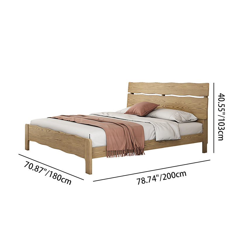 Contemporary Coastal Bed Frame - Multi-Height Adjustment & Sturdy Ash Wood Bed For Bedroom Lumendat
