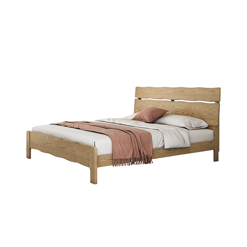 Contemporary Coastal Bed Frame - Multi-Height Adjustment & Sturdy Ash Wood Bed For Bedroom Lumendat