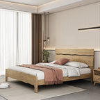 Contemporary Coastal Bed Frame - Multi-Height Adjustment & Sturdy Ash Wood Bed For Bedroom Lumendat