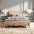 Contemporary Coastal Bed Frame - Multi-Height Adjustment & Sturdy Ash Wood Bed For Bedroom Lumendat