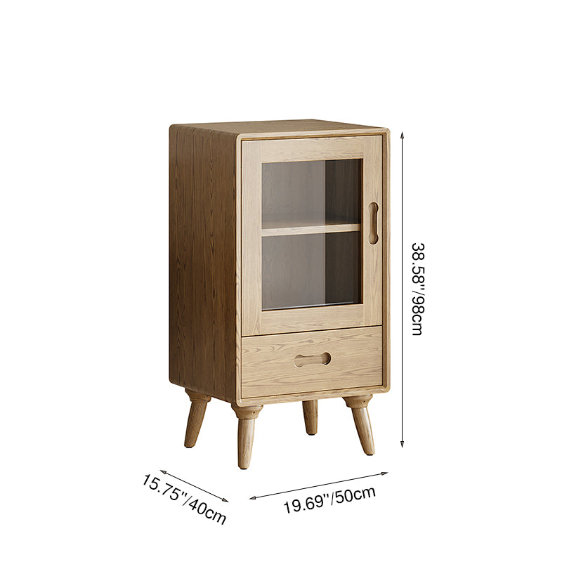 Premium Solid Ash Wood Side Cabinet - Sleek Rectangular Storage & Invisible Slide Drawer Storage Cabinet 2-Layer Cabinet For Living Room Lumendat