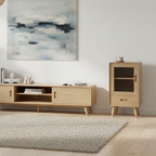 Premium Solid Ash Wood Side Cabinet - Sleek Rectangular Storage & Invisible Slide Drawer Storage Cabinet 2-Layer Cabinet For Living Room Lumendat