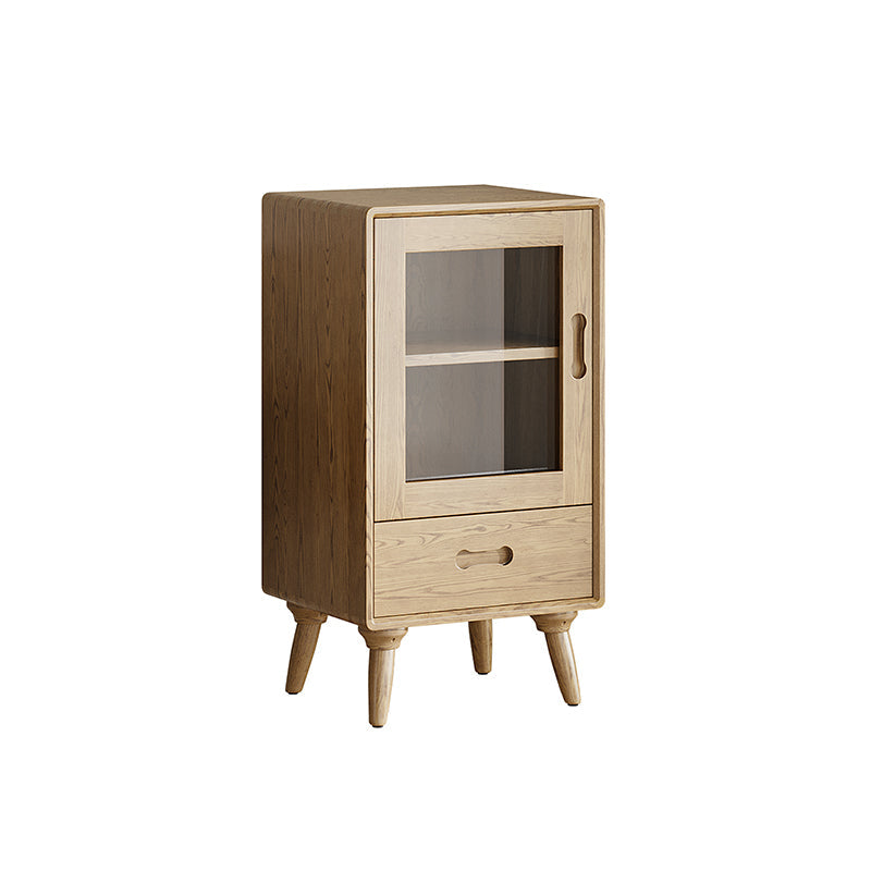 Premium Solid Ash Wood Side Cabinet - Sleek Rectangular Storage & Invisible Slide Drawer Storage Cabinet 2-Layer Cabinet For Living Room Lumendat