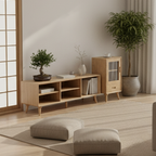 Premium Solid Ash Wood Side Cabinet - Sleek Rectangular Storage & Invisible Slide Drawer Storage Cabinet 2-Layer Cabinet For Living Room Lumendat