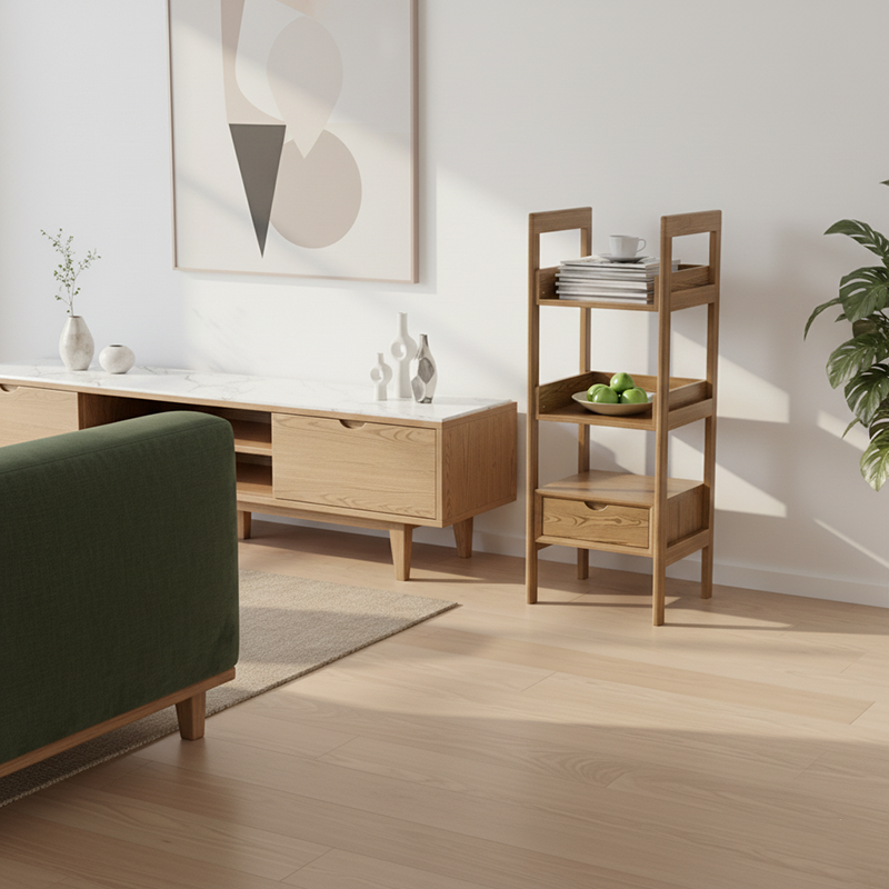 Premium Ash Wood Shelving Unit - Multi-Layer Storage Shelf For Living Room & Study Lumendat