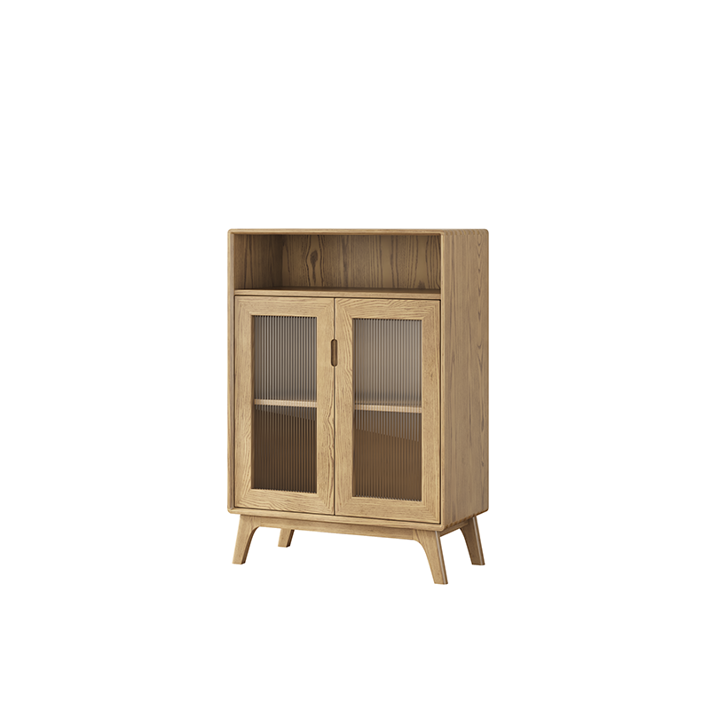Multi-Layer Storage & Rustic Style Side Cabinet - Premium Ash Wood Storage Cabinet 3-Layer Cabinet For Living Room Lumendat