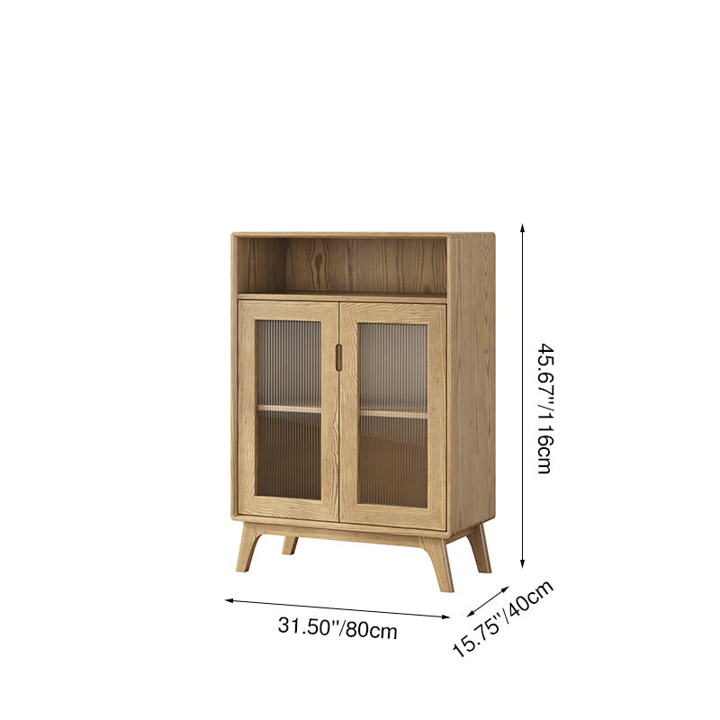 Multi-Layer Storage & Rustic Style Side Cabinet - Premium Ash Wood Storage Cabinet 3-Layer Cabinet For Living Room Lumendat