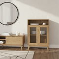 Multi-Layer Storage & Rustic Style Side Cabinet - Premium Ash Wood Storage Cabinet 3-Layer Cabinet For Living Room Lumendat