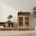 Multi-Layer Storage & Rustic Style Side Cabinet - Premium Ash Wood Storage Cabinet 3-Layer Cabinet For Living Room Lumendat