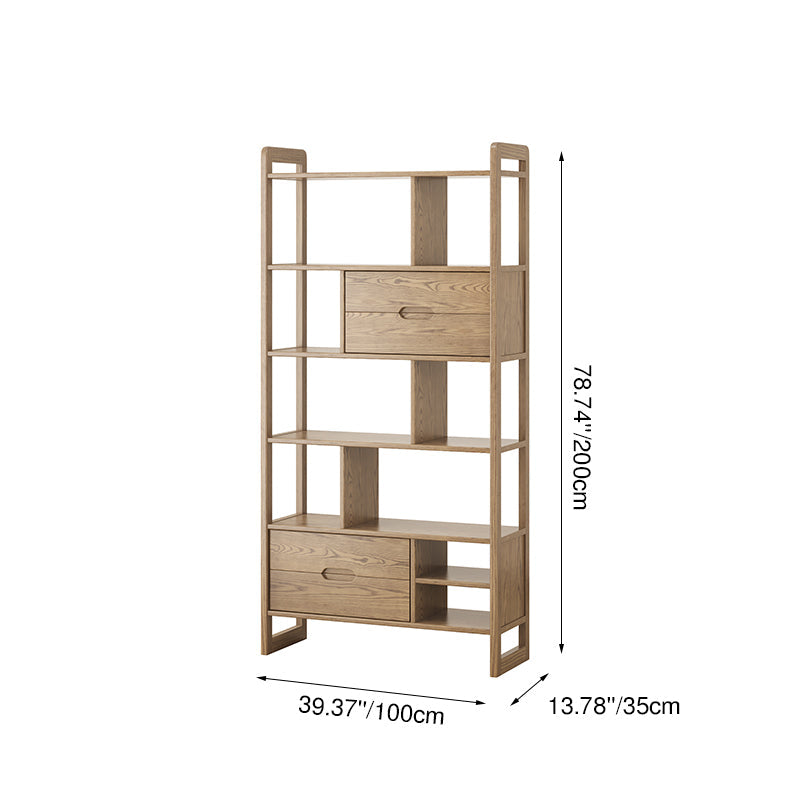 Rustic Solid Ash Wood Shelf - Multi-Compartment Organizer Storage Shelf For Living Room & Study Lumendat