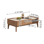 Classic French-Style Ash Wood Coffee Table - Stable Structure 4-Legs Table For Living Room Lumendat