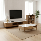 Classic French-Style Ash Wood Coffee Table - Stable Structure 4-Legs Table For Living Room Lumendat