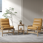 Scandinavian Round Coffee Table - Eco-Friendly Ash Wood & Rock Slab Side Table 2-Tier For Living Room Lumendat