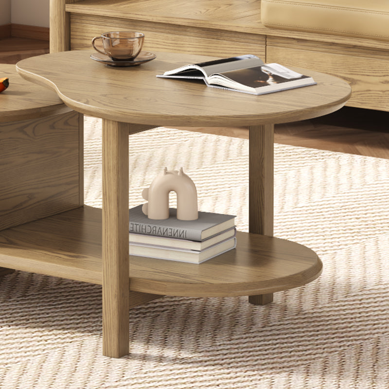Premium Ash Wood Creative Coffee Table - Staggered Layers & Invisible Slide Drawer 3-Tier For Living Room Lumendat