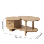 Premium Ash Wood Creative Coffee Table - Staggered Layers & Invisible Slide Drawer 3-Tier For Living Room Lumendat