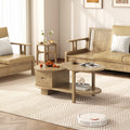 Premium Ash Wood Creative Coffee Table - Staggered Layers & Invisible Slide Drawer 3-Tier For Living Room Lumendat