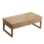 Eco-Friendly Ash Wood Coffee Table - Rectangular Smooth Invisible Slide Drawer 1-Tier For Living Room Lumendat