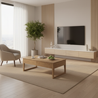 Eco-Friendly Ash Wood Coffee Table - Rectangular Smooth Invisible Slide Drawer 1-Tier For Living Room Lumendat
