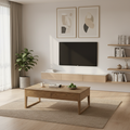 Eco-Friendly Ash Wood Coffee Table - Rectangular Smooth Invisible Slide Drawer 1-Tier For Living Room Lumendat